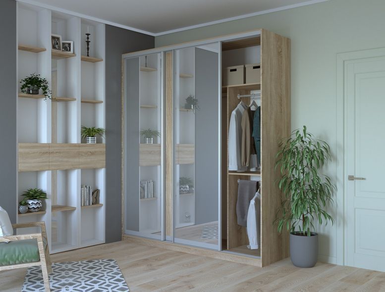 Шафа купе Doros Сіті 24 Дуб Cонома 1 ДСП / 2 Дзеркала 208х60х240 (42002069) &mdash; Morfey.ua