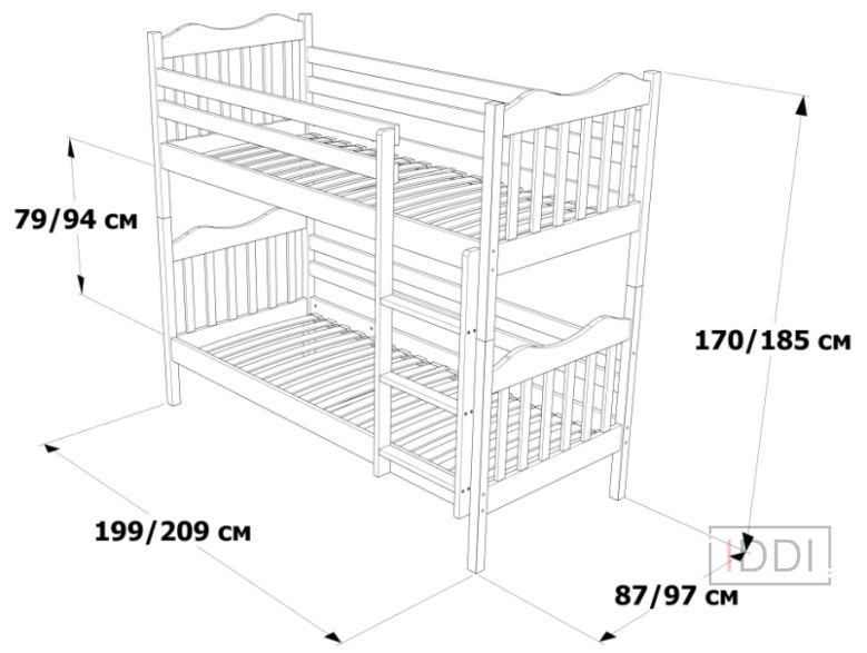 Ліжко Мауглі двох'ярусна Drimka 80x190 см — Morfey.ua