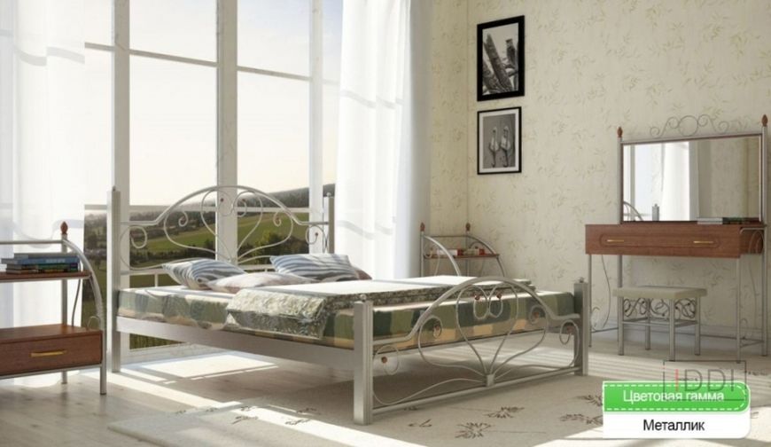 Ліжко полуторне Джоконда Метал Дизайн 140x190 см Чорний — Morfey.ua