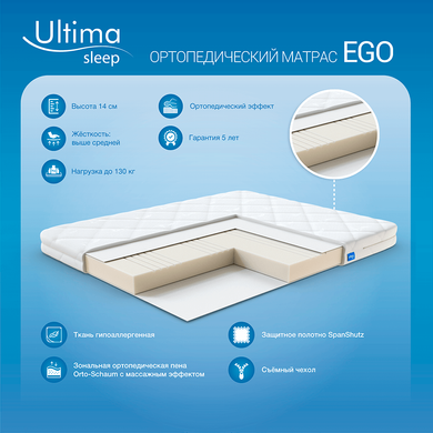 Матрац безпружинний Ultima Sleep Ego (Его) 70x190 см &mdash; Morfey.ua