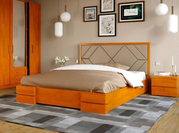 Двуспальная кровать Арбор Древ Тифани сосна 160x190 см Ольха без подъёмного механизма