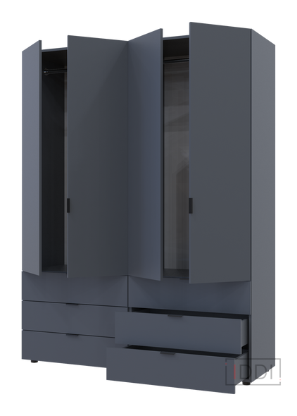 Распашной шкаф для одежды Doros Гелар комплект Графит 2+2 ДСП 155х49,5х203,4 (42002131) — Morfey.ua