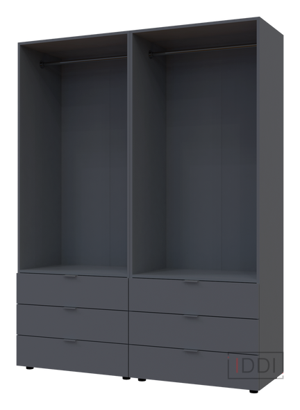 Распашной шкаф для одежды Doros Гелар комплект Графит 2+2 ДСП 155х49,5х203,4 (42002131) — Morfey.ua