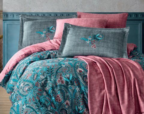 КПБ HOBBY Exclusive Sateen ESTELA серый 200*220/4*50*70 &mdash; Morfey.ua