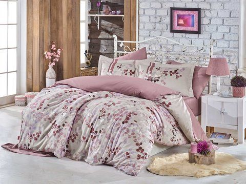 КПБ HOBBY Exclusive Sateen Irma бежевый 200*220/4*50*70 &mdash; Morfey.ua