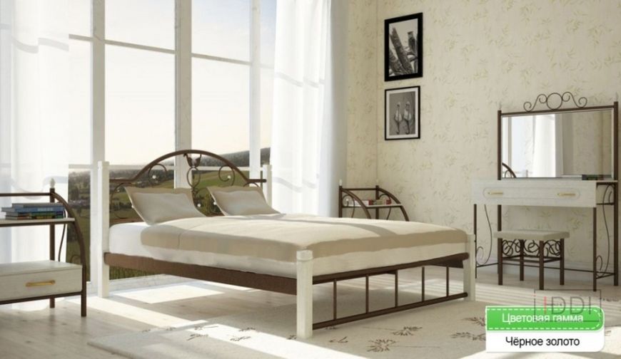 Кровать полуторная Анжелика на деревянных ножках Металл Дизайн 140x190 см Черный — Morfey.ua