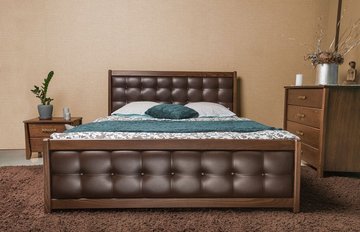 Полуторне ліжко Сіті Преміум (м'яка спинка) Олімп 120x190 см Горіх — Morfey.ua