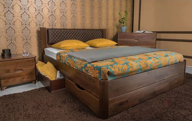 Полуторне ліжко Грейс з ящиками Олімп 120x190 см Горіх — Morfey.ua