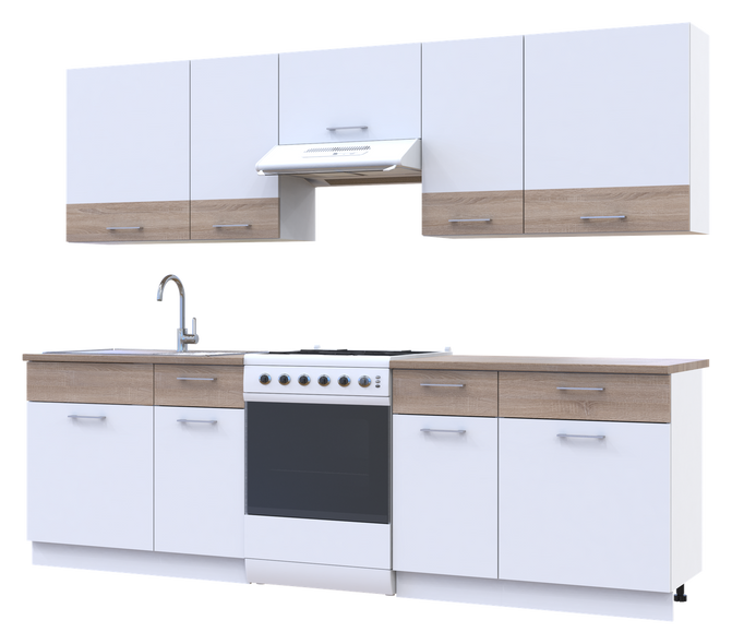 Кухня Лея Doros 2.6 м Білий/Дуб сонома ДСП 260х60х250 (81000009) &mdash; Morfey.ua