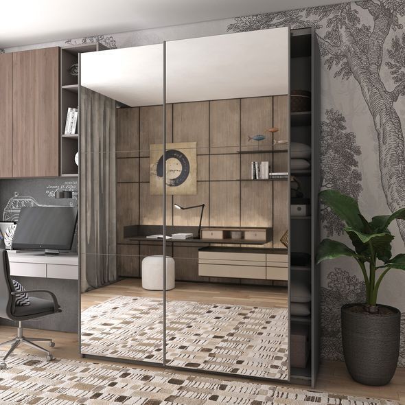 Шкаф купе Doros G-сaiser Графит 2 Зеркала 180х60х240 (42005012) &mdash; Morfey.ua
