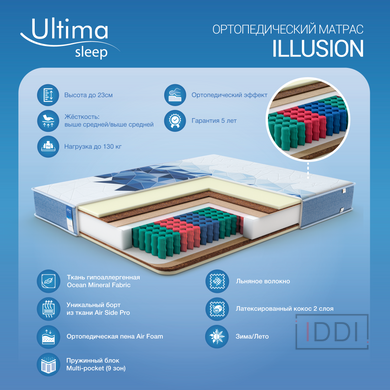 Матрац пружинний Ultima Sleep Illusion (Ілюзіон) Air Side Pro 70x190 см — Morfey.ua