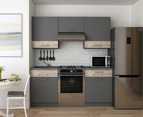 Кухня Лея Doros 1.8 м Графит/Клондайк ДСП 180х60х250 (81000014) &mdash; Morfey.ua