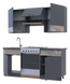 Кухня Лея Doros 1.8 м Графит/Клондайк ДСП 180х60х250 (81000014)