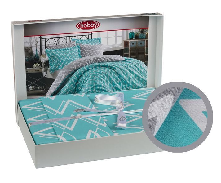КПБ HOBBY Poplin Nazende бірюзовий 160*220/1*50*70 &mdash; Morfey.ua