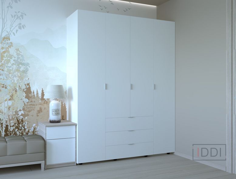 Распашной шкаф для одежды Doros Гелар Белый 4 ДСП 155х49,5х203,4 (42001022) — Morfey.ua