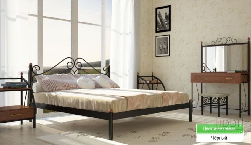 Ліжко полуторне Адель Метал Дизайн 120x190 см Чорний — Morfey.ua