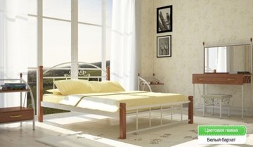 Ліжко полуторне Кассандра на дерев'яних ніжках Метал Дизайн 140x190 см Чорний — Morfey.ua