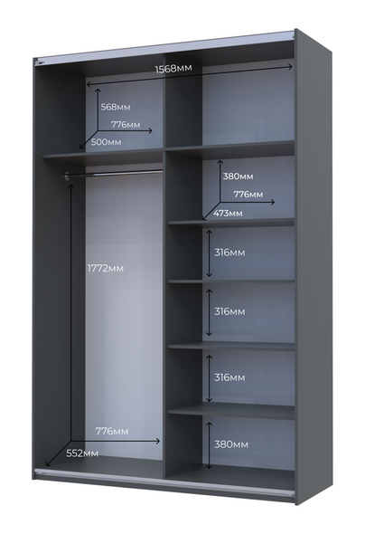 Шкаф купе Doros G-сaiser Графит Дуб Евок 2 ДСП 160х60х240 (42005074) &mdash; Morfey.ua