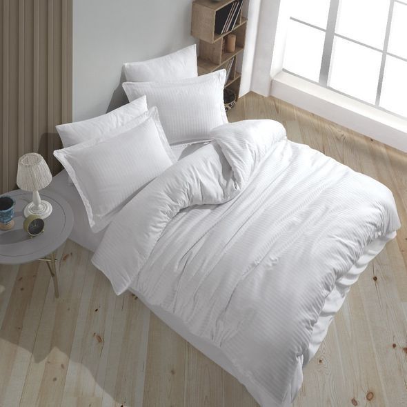 КПБ HOBBY Exclusive Sateen Diamond Cizgili білий 200*220/4*50*70 &mdash; Morfey.ua