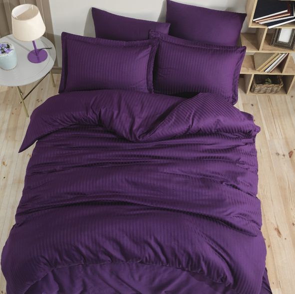 КПБ HOBBY Exclusive Sateen Diamond Cizgili фіолетовий 200*220/4*50*70 &mdash; Morfey.ua