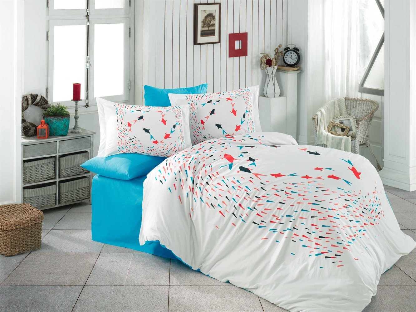 КПБ HOBBY Poplin Delfina бірюзовий 200*220/2*50*70