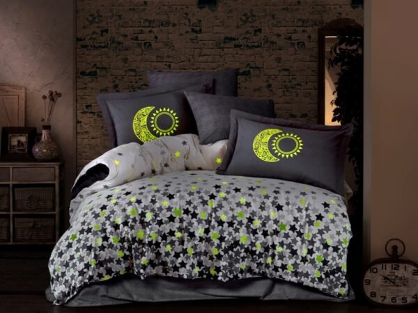 КПБ HOBBY Poplin Stars Phosphor сірий 200*220/2*50*70