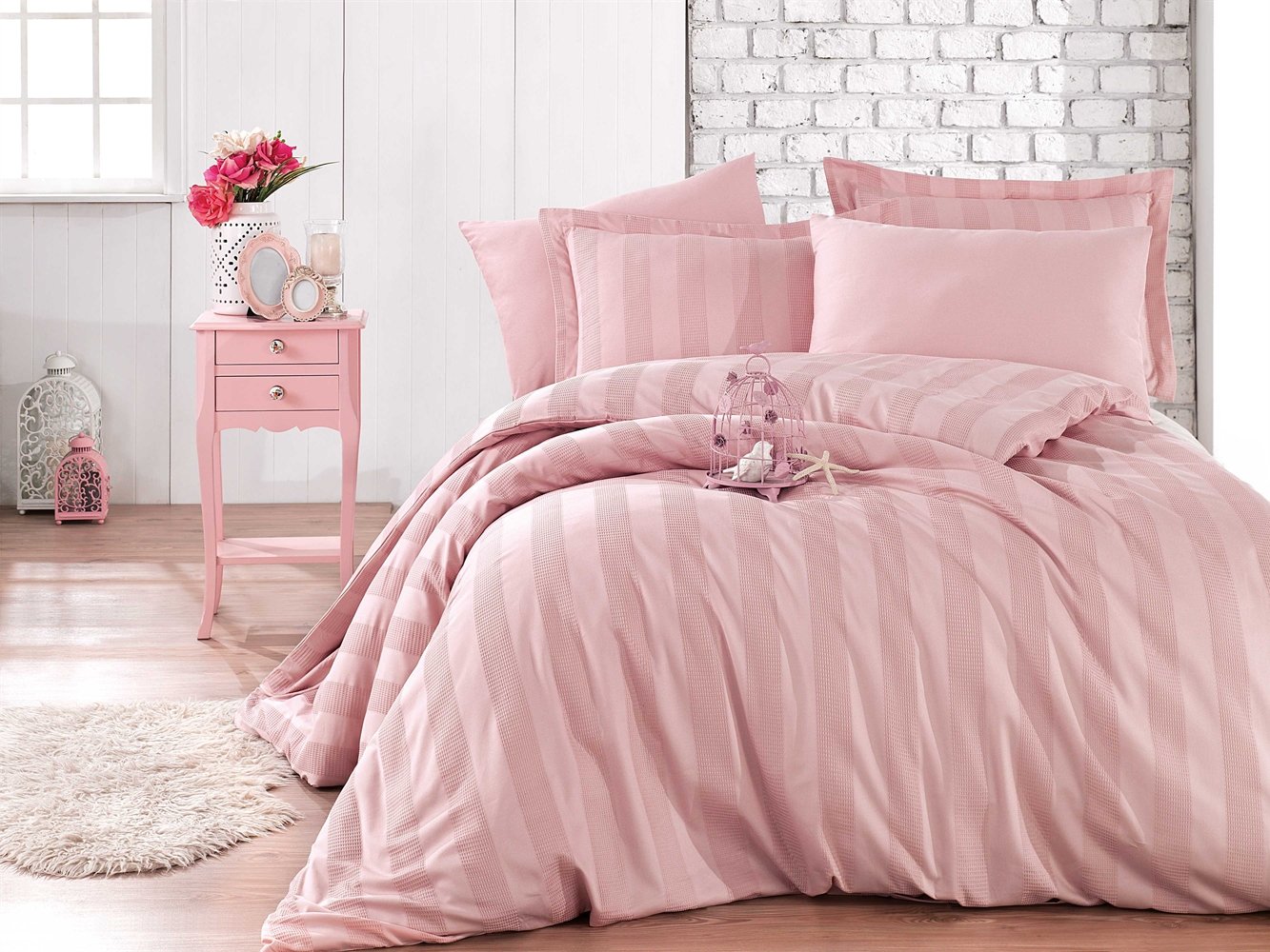 КПБ HOBBY Exclusive Sateen Diamond Wafel Pudra пудра 200*220/2*50*70+2*70*70