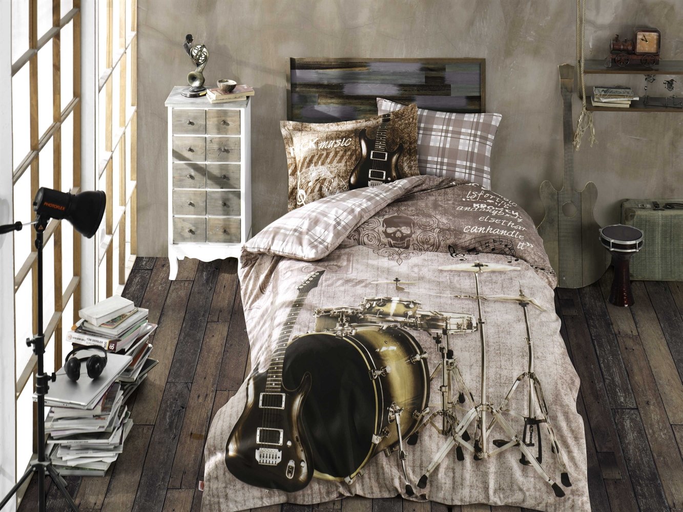 КПБ HOBBY Poplin Rock Music бежевий 160*220/1*50*70