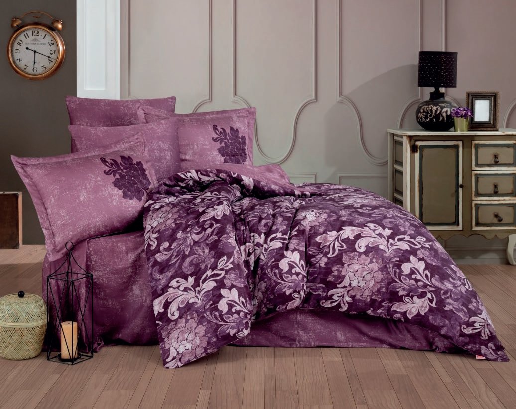 КПБ HOBBY Exclusive Sateen ADELE бордовий 200*220/4*50*70