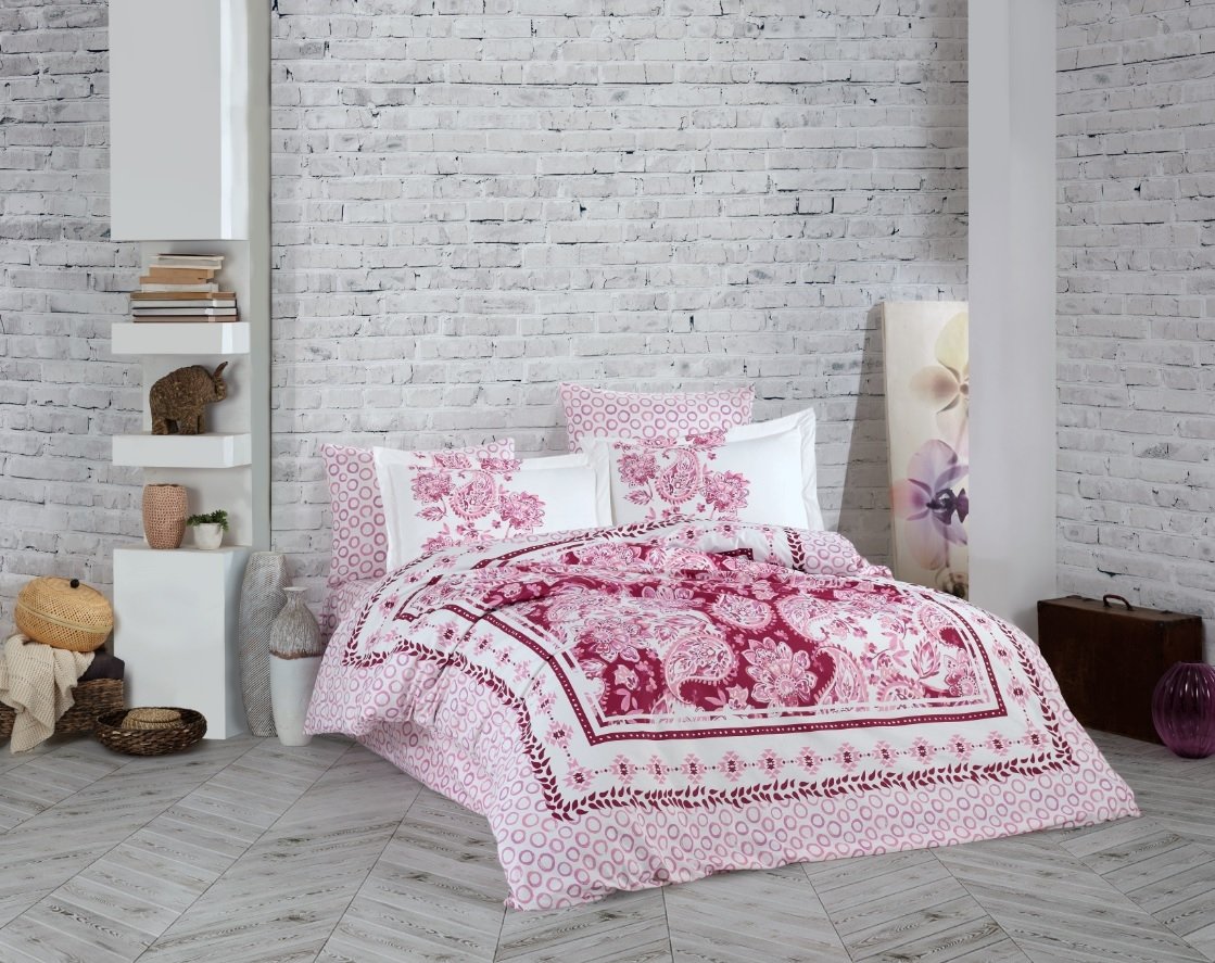 КПБ HOBBY Poplin Escoda бордовий 200*220/2*50*70*