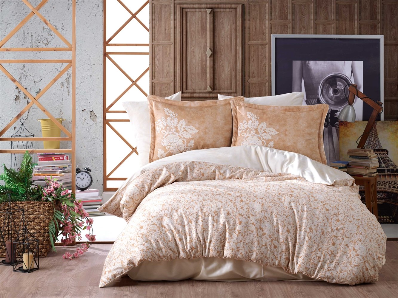 КПБ HOBBY Exclusive Sateen Elvira золотий 200*220/4*50*70