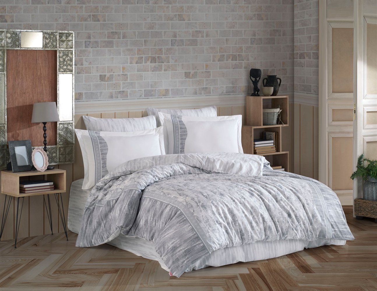 КПБ HOBBY Poplin Ventura сірий 200*220/2*50*70