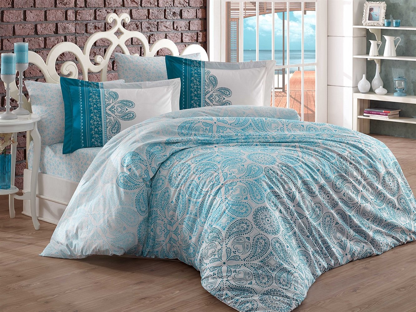 КПБ HOBBY Poplin Irene бірюзовий 200*220/2*50*70