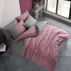 КПБ HOBBY Poplin Diamond Gulkurusu рожевий/сірий 200*220/2*50*70