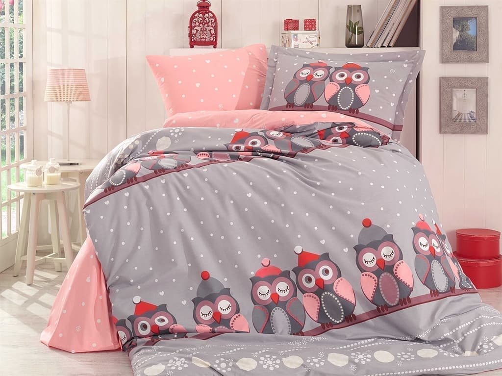 КПБ HOBBY Poplin Linda сірий 160*220/1*50*70