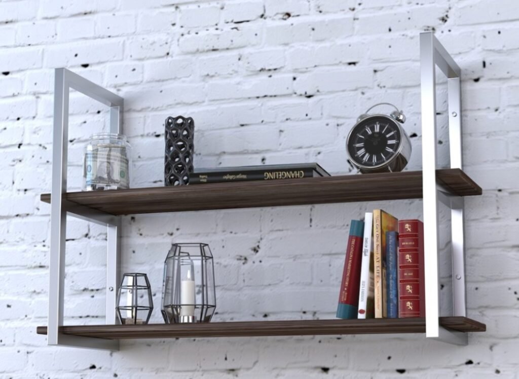 Полиця настінна PL 2-112-16 Loft design Срібло/Горіх Модена